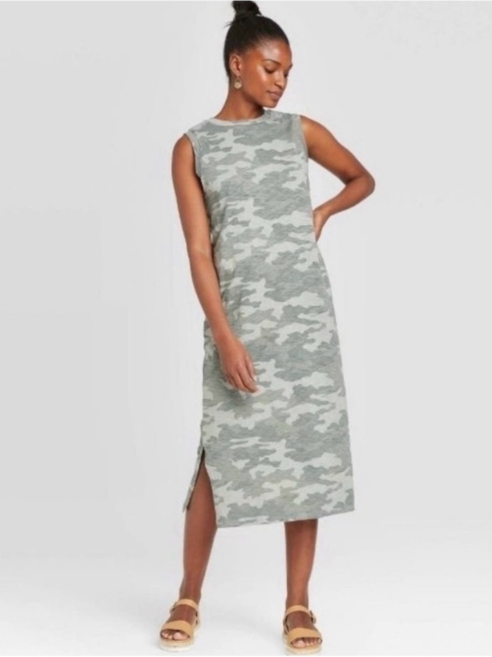 Universal Thread Green Camo Midi Dress